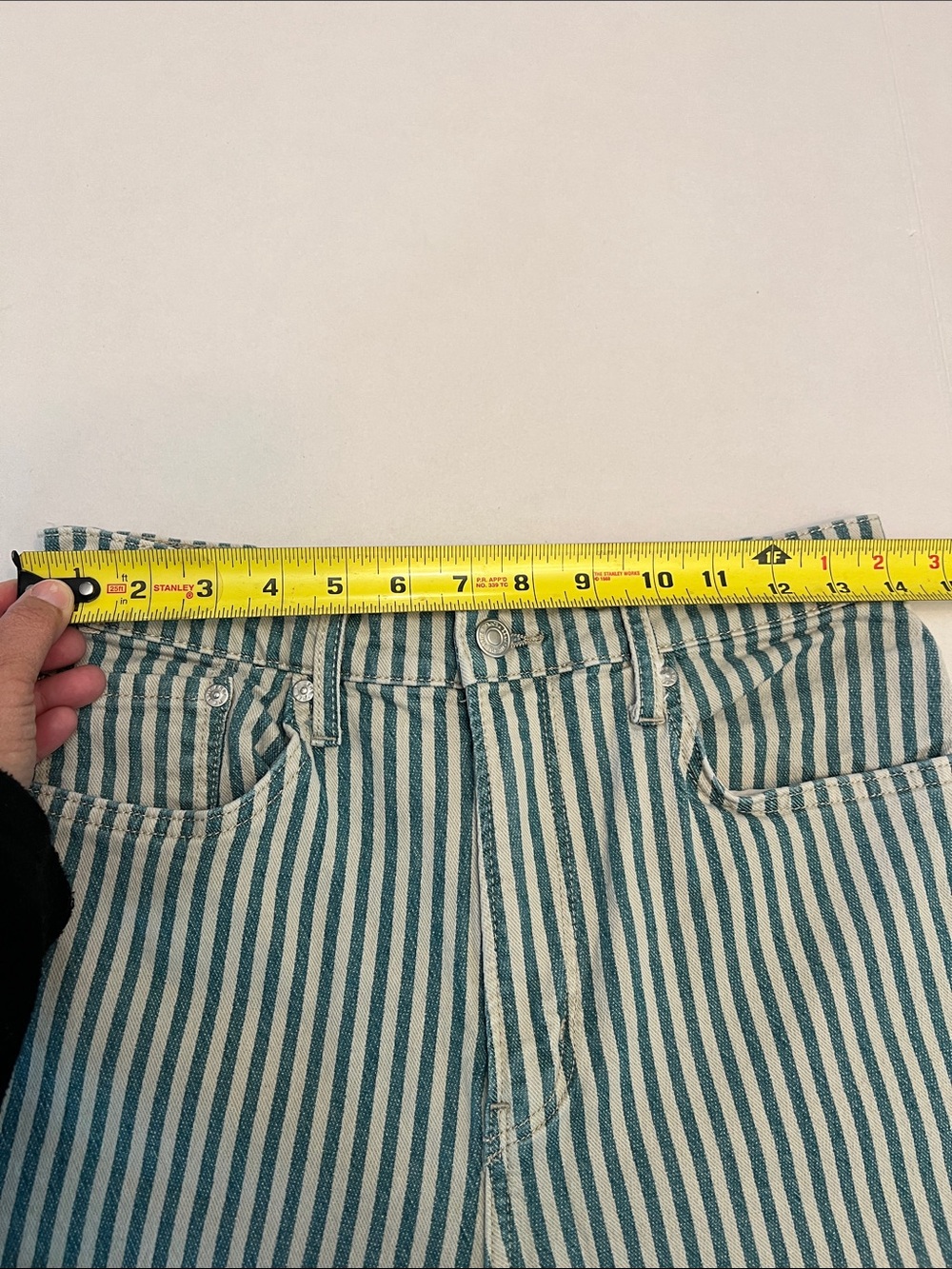 FREE PEOPLE WE THE FREE ASTORIA HIGH RISE BLUE /WHITE STRIPED WIDE LEG JEANS 27 - Picture 7 of 14